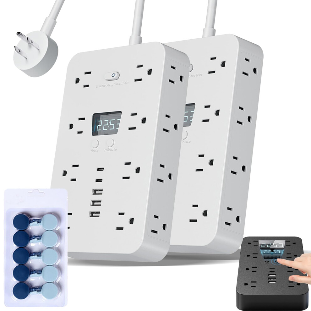 16In1 Power Strip With Usb C And Surge Protection, 6 Outlets, Usb Ports, 5Ft Or 10Ft White Cord 9455672275125