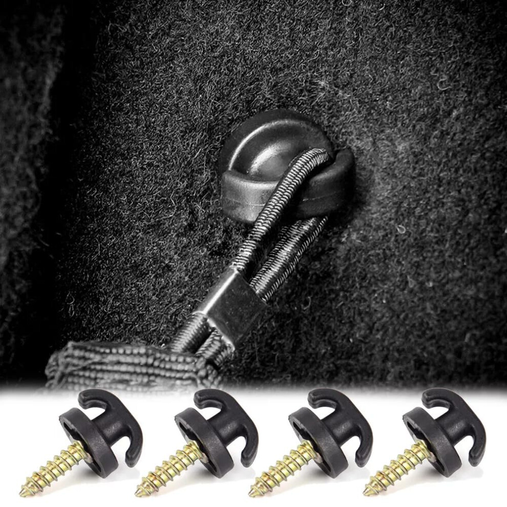4Pcs Cargo Net Tie Down Hooks And Trunk Anchor Rings Set, Universal Rear Trunk Organizer, Black 9330225018537