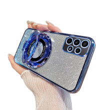 Case Slim Glitter TPU Cover with Foldable Stand Shockproof Magnetic Mount Ready for Samsung Galaxy A32 4G