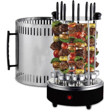 Vertical Rotisserie Grill 1500W Electric Shawarma Machine with 8 Skewers and Drip Tray for Home and Commercial Use