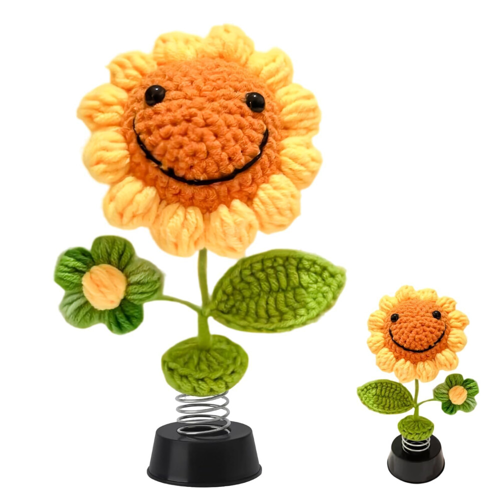 Handmade Sunflower Car Dashboard Decoration With Nodding Motion For Cute Cheerful Accent 9455672277877
