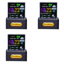 3X GeekMagic Crystal Photo Display Holographic Desktop Weather Station Digital Clock with GIF Animations Album