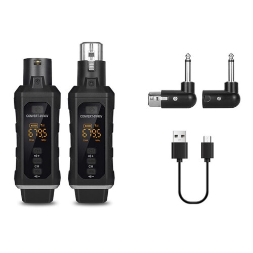 2X UHF XLR Adapter System Wireless Microphone Transmitter Receiver System for Dynamic Microphone Guitar Audio Mixer 1