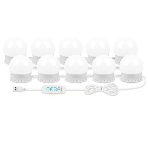 2X LED Vanity Lights for Mirror, Vanity Lights Stick  with 10 Dimmable Bulbs, USB Cable Mirror Lights 1