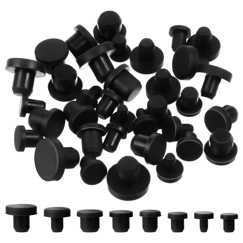 80 Pcs Silicone Hole Plugs Set, Black Ttype Rubber Plug Caps, Temp Waterproof For Powder Coating 9455672278171