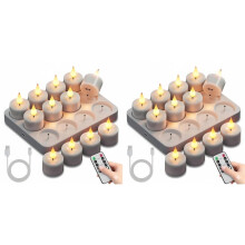Rechargeable Flameless Tea Lights Candles:24Pc Battery Operated Tea Light Candles,LED Flickering Votive Tealight Candles