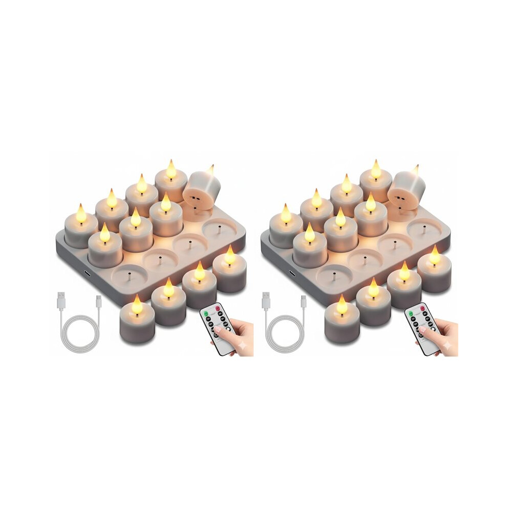 Rechargeable Flameless Tea S Candles:24pc Battery Operated Tea Candles,Led Flickering Votive Tea Candles Light 4714120302123