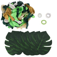 134Pcs Jungle Party Balloon Arch Green Balloon Decoration, with Artificial Tropical Leaves for Birthday Party