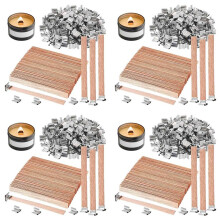 400 Pack Wooden Candle Wicks for Candle Making, 6Inch Burst Wood Wicks/Smokeless Candle Wicks with Metal Base Clip