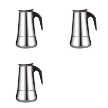 3X Máquina de Café Expresso de Fogão de Indução de Aço Inoxidável, Café Estilo Italiano em Casa com Cafeteira Italiana em Cromo Moderno