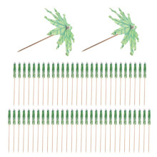 60 Pieces Green Tropical Coconut Tree Paper Umbrellas Picks Cocktail Parasols Cupcake Picks for Hawaiian Party