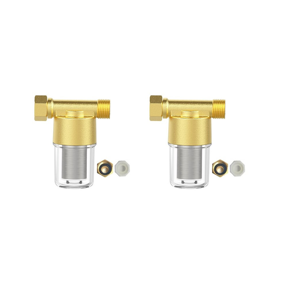 2X Brass Sediment Filter, Reusable Sediment Water Filter, Inline Washer Filter For Washing Machine, Shower,Garden Hose 6031643707159