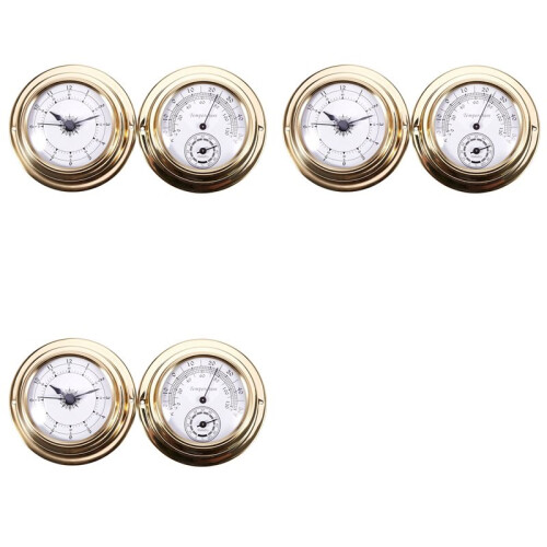 Termometer Hygrometer Barometer Klockor Klocka 6 Heluppsättning Väderstationsmätare