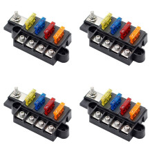 4X Blade Fuse Box for Automotive Boat Marine 4 Way 12-32V 4 Circuit Fuse Block with Cover