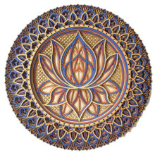 Lotus Flower Mandala-Art Wall, Lotus Flower Mandala Metal Wall Hanging for Room Decoration Bohemian Wall Art (A)