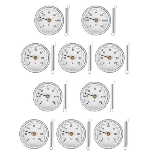 20 PCS 63mm Pipe Clip- Dial Thermometer Temperature Round Plate Gauge with Spring,Range 0-120, Aluminum Case 1