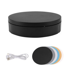 Motorized Rotating Display Stand, 360 Degree Photography Turntable with 6 PVC Backgrounds,Battery/USB Power Supply Black
