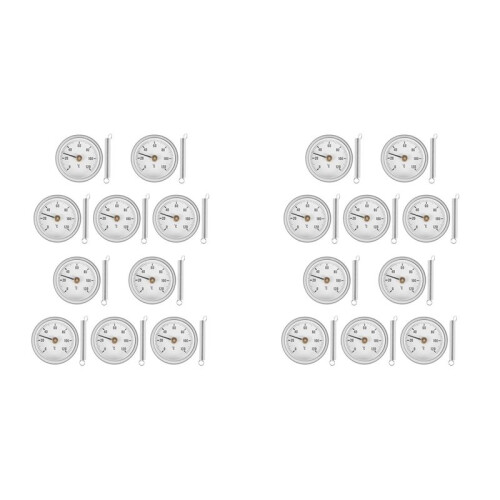 20 PCS 63mm Pipe Clip- Dial Thermometer Temperature Round Plate Gauge with Spring,Range 0-120, Aluminum Case