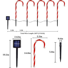 2X Luces Solares Navideñas de Bastón de Caramelo, Decoraciones Navideñas para Exteriores, Luces Impermeables para Caminos, Luces de Jardín