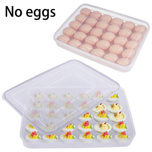 Egg Container, Refrigerator Deviled Egg Tray Carrier with Lid for 60 Eggs - Plastic Fridge Stackable Portable 2 Pack 1