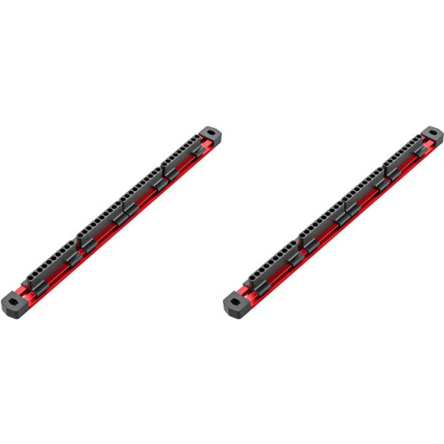 2pcs 1/4 Hex Bit Organizer,40 Holes Slidable Screwdriver Bit Rail Holder with Magnetic Base for Drill Bits Storage