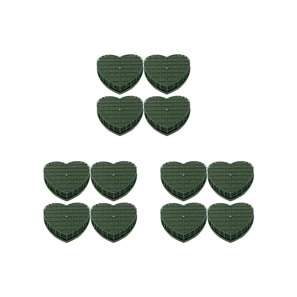 12Pcs Heart-Shape Floral Foam Blocks Green Flower Clay Heart Shaped Floral Bricks Artificial Floral Mud With Suction Cup 6031665502244