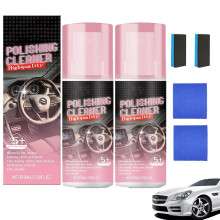 Car Interior Cleaner and Polish Spray 2PC, Deep Cleaning Formula Restores Faded Plastic, Leather, Vinyl, Dashboard with UV Protection