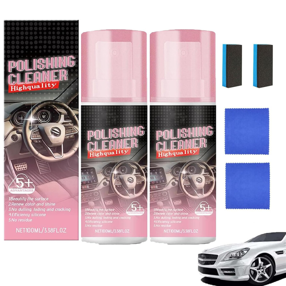 Car Interior Cleaner And Polish Spray 2Pc, Deep Cleaning Formula Restores Faded Plastic, Leather, Vinyl, Dashboard With Uv Protection 9073542725442