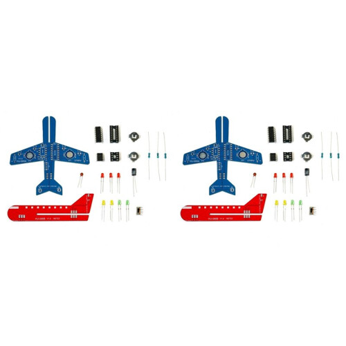 2X DIY Electronic Kit Small Airplane CD4017 Flow Lamp Welding Practice Electronic Science Assembly Kit Flashing LED PCB