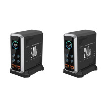 2X 240W Fast USB C GaN Ⅲ Pro Charger Block with Dynamic Display 6 Port Charging Station PD3.1 PPS for Notebook EU-PLUG