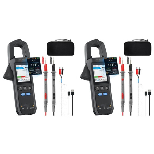 2X  DMC-100 Digital Clamp Meter 9999 Count TRMS Multimeter, 600A Curve Recording Rechargeable Amplifier Meter,