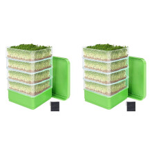 2X Bönfrönsgroningssats, Mikrogrön Växtodlingsbricka, Dräneringsbricka, Stapelbar Groddodlingssats i Fyra Nivåer