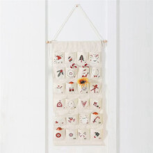 Calendario Navideño de Tela con Bolsillos, Calendario de Cuenta Regresiva de 24 Días, Bolsa de Almacenamiento Colgante para Decoración de Pared del