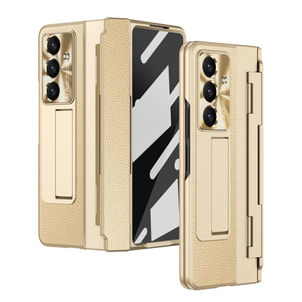 Case For Samsung Galaxy Z Fold7 With Hidden Magnetic Kickstand, 360 Full Protection, Shockproof Hinge Guard, Wireless Charging Support Gold 9330225019619