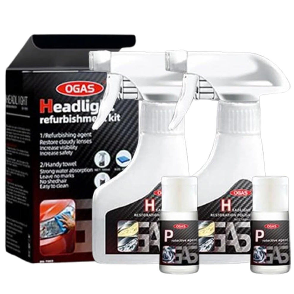 Headlight Restoration Kit 2Pc, Car Headlight Cleaner Spray Removes Oxidation And Yellowing, Restores Uvresistant Clarity For All Vehicles 9092120207491