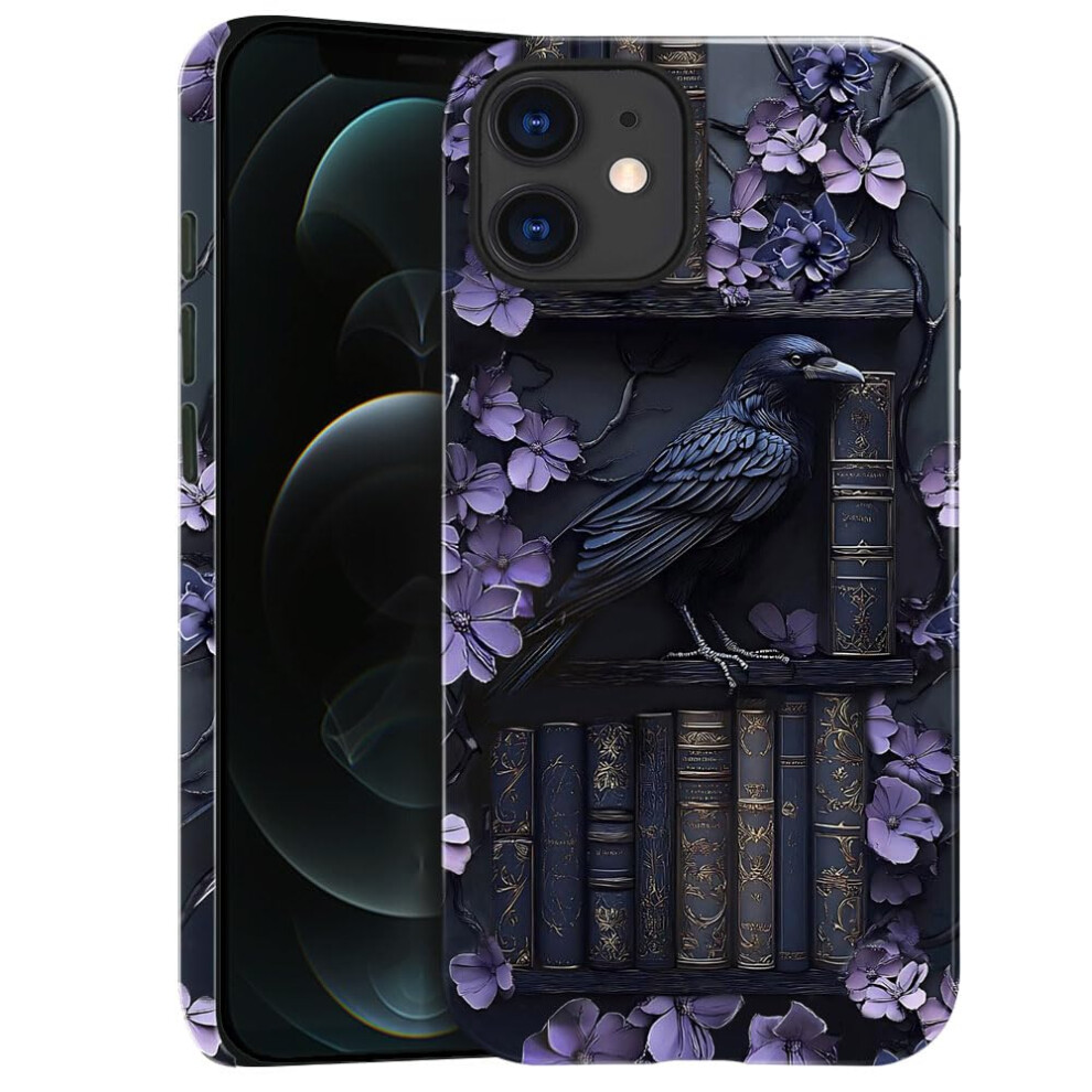 Gothic Raven Case For Iphone 12, Dual Layer Protective Cover With Glossy Matte Finish Purple 9330225019657