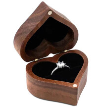 Heart-Shaped Ring Box Wooden Ring Jewelry Box Romantic Wedding Ring Holder Engagement Ring Box Proposal Anniversary,D