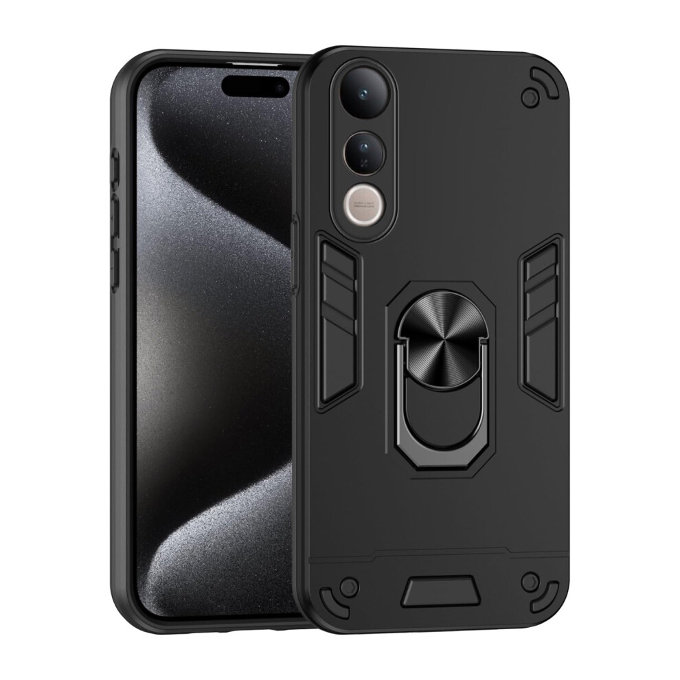 Case For Vivo V50 Lite Military Grade Shockproof Cover With 360 Kickstand And Magnetic Car Mount Black 9330225019671