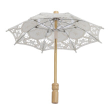 Beige Lace Wedding Umbrella for Bride with Elegant Vintage Design Bridal Parasol for Photography
