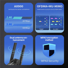 2X AX900 USB WiFi6 Adapter 2.4G/5Ghz Bluetooth5.4 900Mbps USB Dongle Wireless WLAN Receiver for Win7/10/11(32/64 Bit)