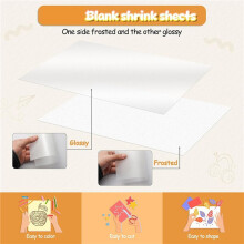 300PCS Shrinky Plastic Sheets Kit, Shrink Paper Keychain Kit for Kids Marking, DIY Ornaments or