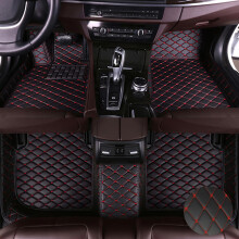 Custom Fit All Weather Leather Floor Mats for Mazda CX5 20132014, Black Red Luxury Full Set