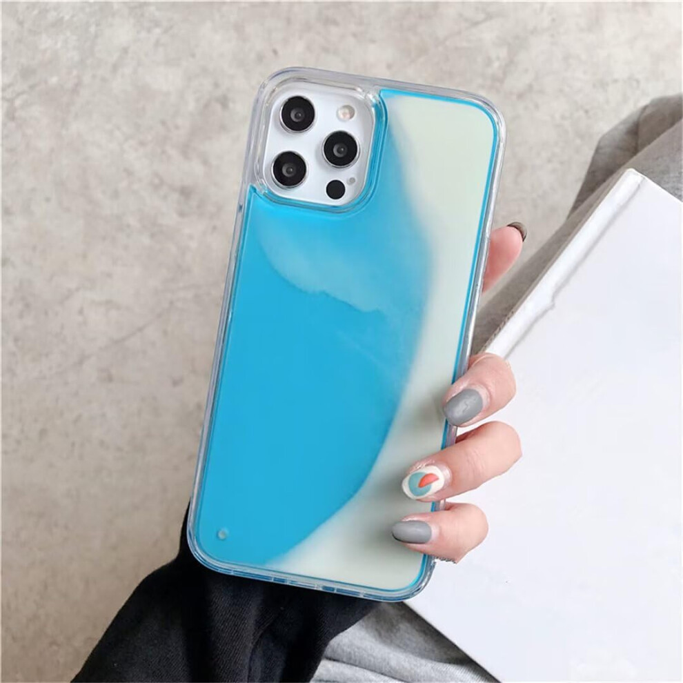Glow In Dark Liquid Glitter Phone Case For Iphone 12, Shockproof Quicksand Design, 6.1 Inch Blue 9073542725800