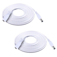 2 Pack 12ft 2.1mm x 5.5mm DC Extension Cable 20AWG Male to Female Power Cord for CCTV and LED Lights