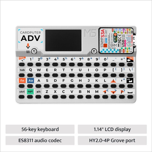 2X Kit de Desenvolvimento Cardputer Adv Version ESP32 para Computador Portátil M5StamPS3A com Tela de 1,14 Polegadas e Teclado de 56 Teclas 2