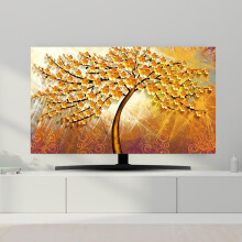 Universal 55 Inch TV Dust Cover Cotton Linen Halfback Screen Protector for Indoor Flat or Curved TVs
