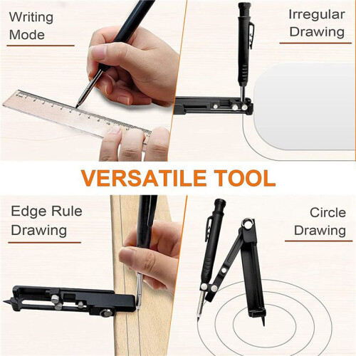 2X Multifunctional Scribe Tool, Construction Pencils , Carpentry Tools with Deep Hole Pencil, DIY Woodworking Scriber 2