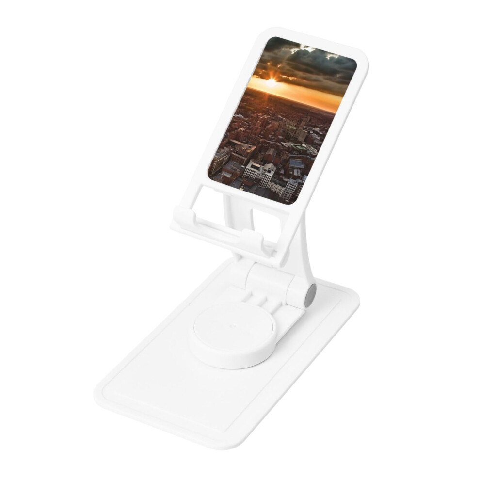 360 Rotating Phone Stand For Desk With Antislip Square Base, Foldable Cell Phone Holder For All Phones White 9073542726036