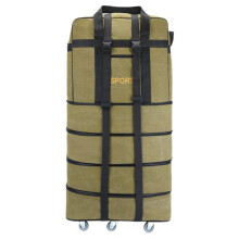 XL Yellow Canvas Rolling Duffel Bag with 6 Wheels, Foldable Lightweight Large Travel Luggage