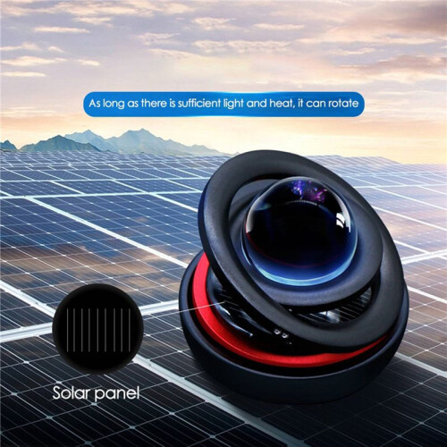 2X Car Solar Power Air Freshener, Aromaterapi Doft Diffuser Interstellar Suspension Double Ring Air Diffuser, Svart 2